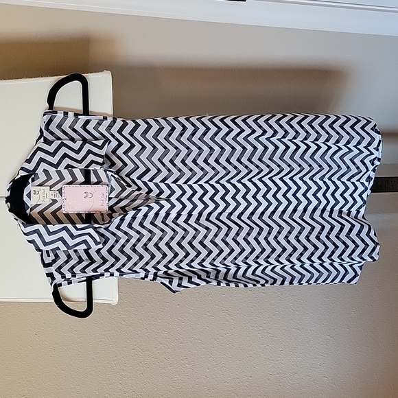 Pink Owl Tops - New!! Pink Owl Sheer Chevron Blouse